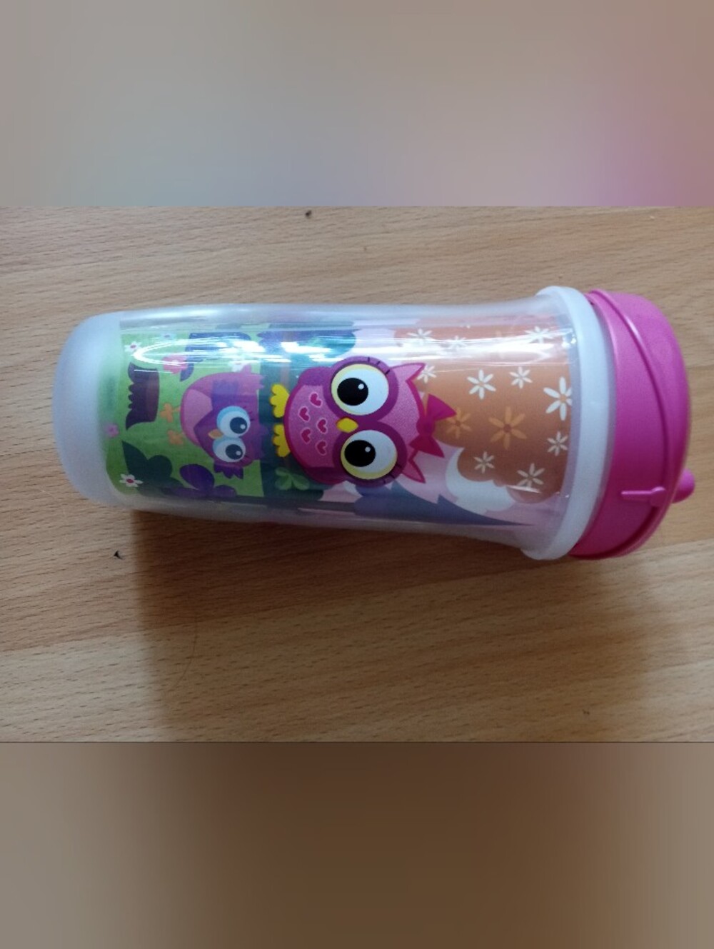 Playtex Pink Owl Training Cup with Colorful Cartoon Design